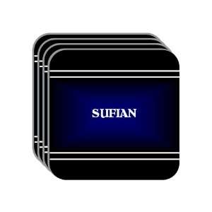 Personal Name Gift   SUFIAN Set of 4 Mini Mousepad Coasters (black 