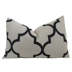  Decorative Designer Pillow Cover 12x18 Creme and Black 
