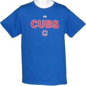  Mens Chicago Cubs Royal Blue Two Sided Stadium Tshirt 