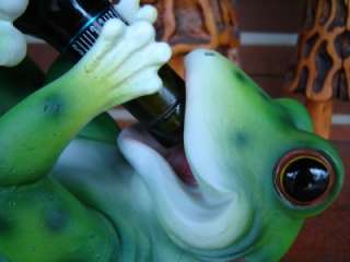 This Bright Green Bullfrog Wine Bottle Holder is Brand New in the Box 