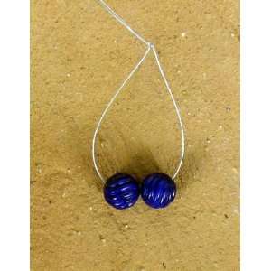  AAA CARVED LAPIS MELON 10mm Beads 2PC~ 