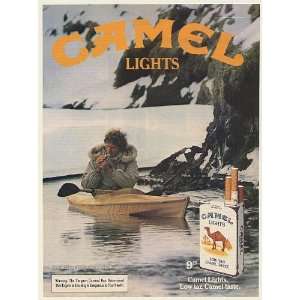   Camel Lights Cigarette Man Smoking in Kayak Print Ad (54186) Home