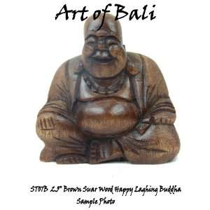   Carved 2.5 Brown Color Suar Wood Buddha ST07B Patio, Lawn & Garden