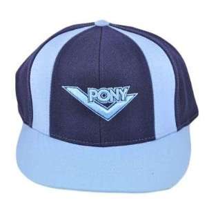  PONY NAVY LIGHT BLUE HAT CAP FLAT BILL UNISEX SMALL 