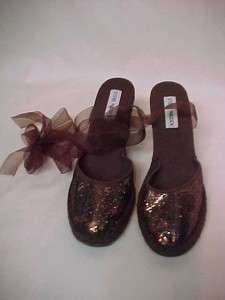 new STEVE MADDEN brown ribbon ankle tie wedge shoe 7.5  