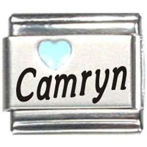  Camryn Light Blue Heart Laser Name Italian Charm Link 