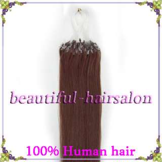 20loop micro rings real human hair extensions 100s#33  Dark Auburn,0 
