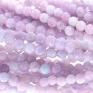 Purple/White Candy Jade  Round Faceted   4mm Diameter, Sold by 16 