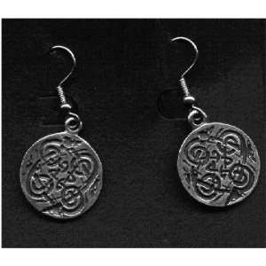  Celtic Wolves Canines or Dog Knot Earrings   Solid Pewter 