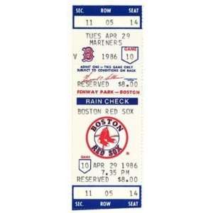  1986 Roger Clemens 20 K Strikeouts Game Red Sox Ticket 
