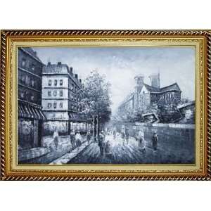  Black and White Paris Street Scene Oil Painting, with 