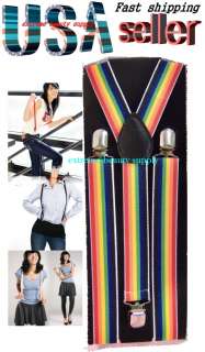 dance party girl clown clip on suspenders rainbow Dk  