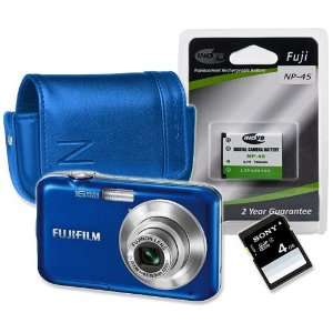  Fuji Finepix JV250 Blue 16mp Digital Camera Bundle 
