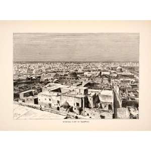 Wood Engraving (Photoxylograph) View Kairwan Cityscape Tunisia Capital 
