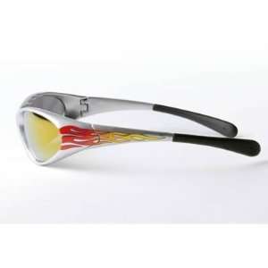  DEI 070203 Racing Theme Sunglasses SILVER Frame RED flame 