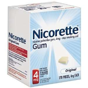  Nicorette Stop Smoking Aid, 4 mg, Gum, Original 170 pieces 