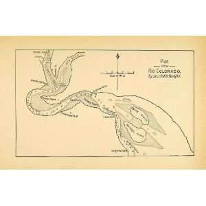  1906 Wood Engraving Rio Colorado River Antique Map 