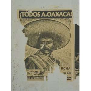  Weathered Street Poster Depicting Pancho Villa, Oaxaca 