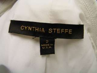 CYNTHIA STEFFE OPEN JACKET WHITE CROPPED 3/4 SLEEVE JACKET SIZE 2 