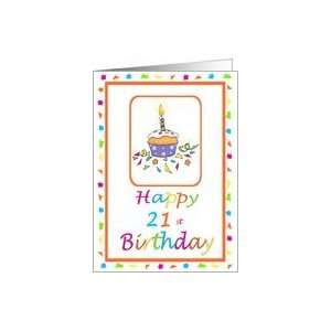  21 Years Old Lit Candle Cupcake Birthday Party Invitation 