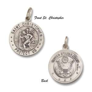    Saint Christopher Military Sterling Silver Medal 3/4 inch Jewelry