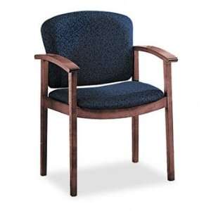   Series Wood Guest Chair, Mahogany/Solid Blue Fabric