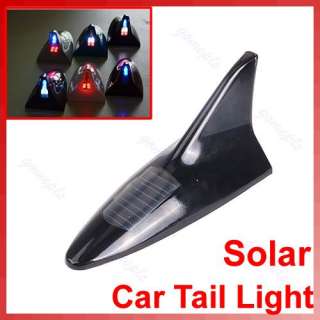 Solar Car Motorcycle Tail Light Shark Fin Antenna Style Warning LED 