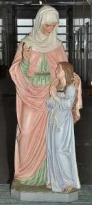 GREAT ANTIQUE RELIGIOUS CHURCH PLASTER ST ANNE AND MARY STATUE  