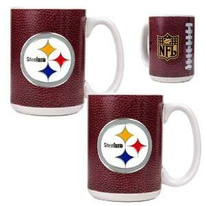   Steelers NFL 2pc Gameball Ceramic Mug Set   Primary logo Sports