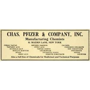  1922 Ad Pfizer Chemistry Pharmaceuticals Chemicals Drugs 