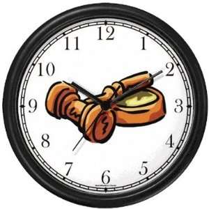Law or Legal Symbol   Gavel Wall Clock by WatchBuddy Timepieces (White 