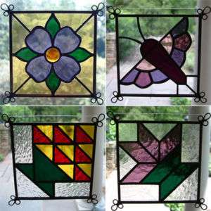 NEW Set of 4 Stained Glass Quilt Pattern Suncatcher 407  