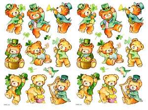 Sheets St Patricks Day TEDDY BEAR Scrapbook Stickers  