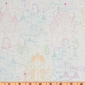  44 Wide Fairy Wonderland Castle White Fabric By The Yard 