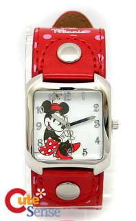 Disney Minnie Mouse Square Face Leather Wrist Watch  