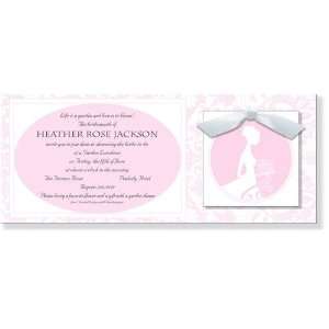   Want It Toile with Portrait in Pink StandOut with Ribbon Invitation