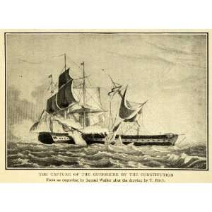 1902 Print War of 1812 Guerriere Capture Battle Ship Samuel Walker 
