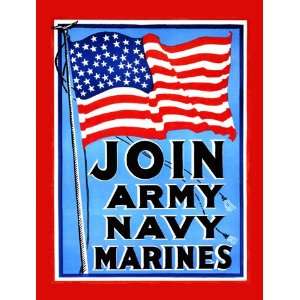 Join   Army   Navy   Marines 24X36 Canvas