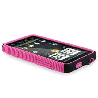 Black Pink Hybrid Hard Gel Case Cover For Sprint HTC EVO 4G  