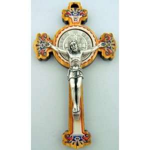  Wood Saint St Benedict Pectoral Crucifix Cross Handmade 