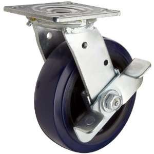 RWM Casters 46 Series Plate Caster, Swivel with Brake, Urethane on 