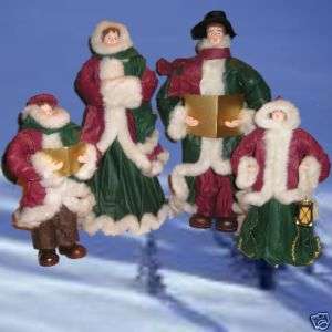 Family Set 4 Christmas Carolers Musical  Rare New  