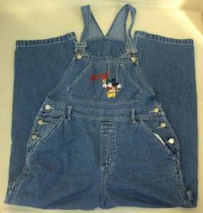 Womens Mickey Mouse Jeans Denim Overalls Disney Large Carpenter  