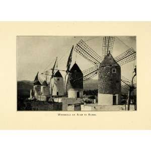 1927 Print Windmills Randa Mallorca Majorca Ruins Spain 