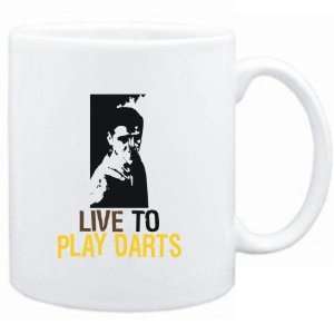  Mug White  LIVE TO play Darts  Sports