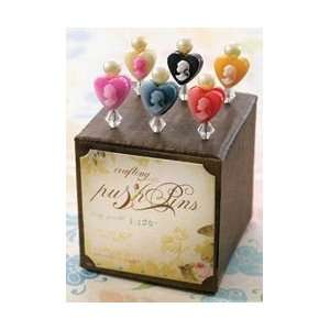  Websters Pages Cameo Long Needle Push Pins 6/Box Heart; 3 