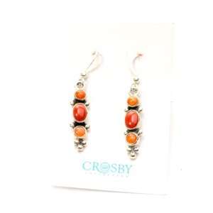  Red Coral and Orange Spiny Oyster Shell Earrings Jewelry