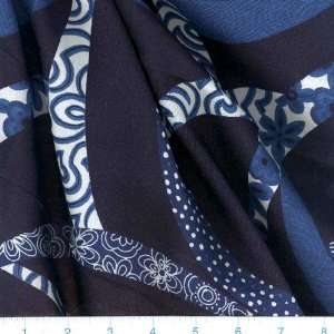  58 Wide Rayon Challis Ribbons Navy Blue Fabric By The 
