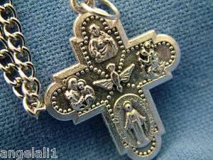 Catholic Scapular 5 Way Cross Medal + 24 Chain + Pouch FREE SHIP ADDL 