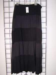 NWT Lane Bryant PLUS SIZE Mixed Fabric Long Black Pull On Maxi Skirt 